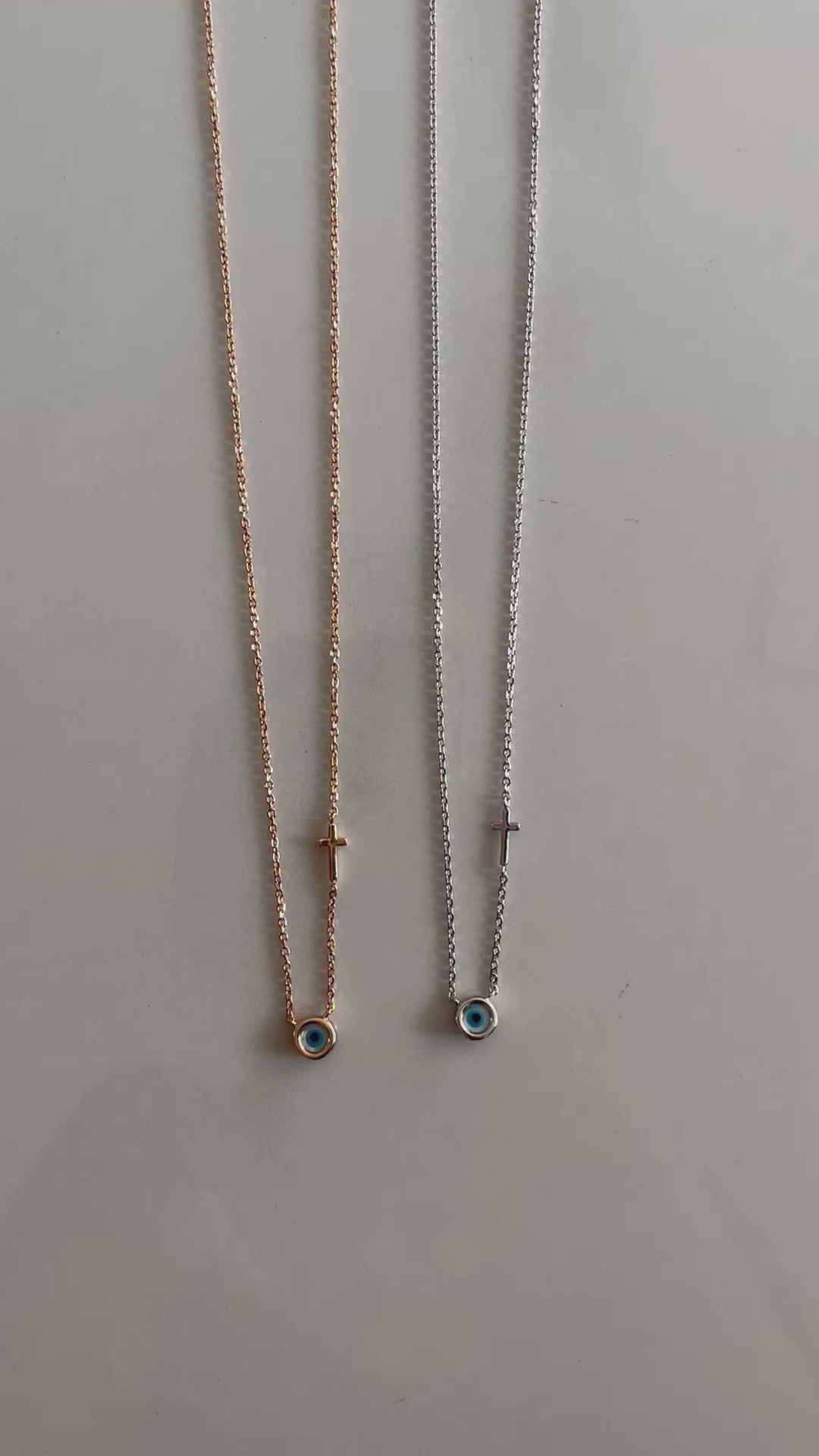 Evil Eye Cross Necklace, Evil Eye Beads, 925 Sterling Silver, Satellite  Chain, Mini Cross Pendant, Dainty Necklace - Etsy India