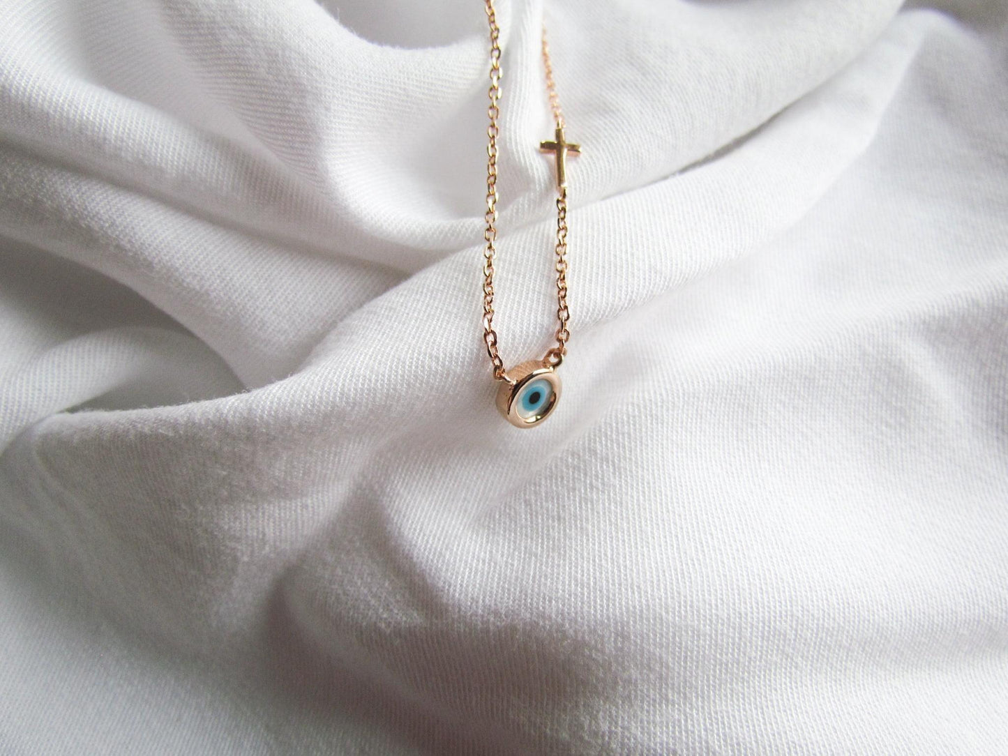 Afterglow Evil Eye and Cross Necklace